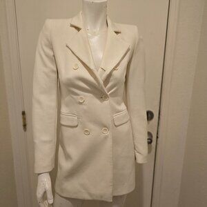 Zara Basic Collection Off White Double Breasted Coat